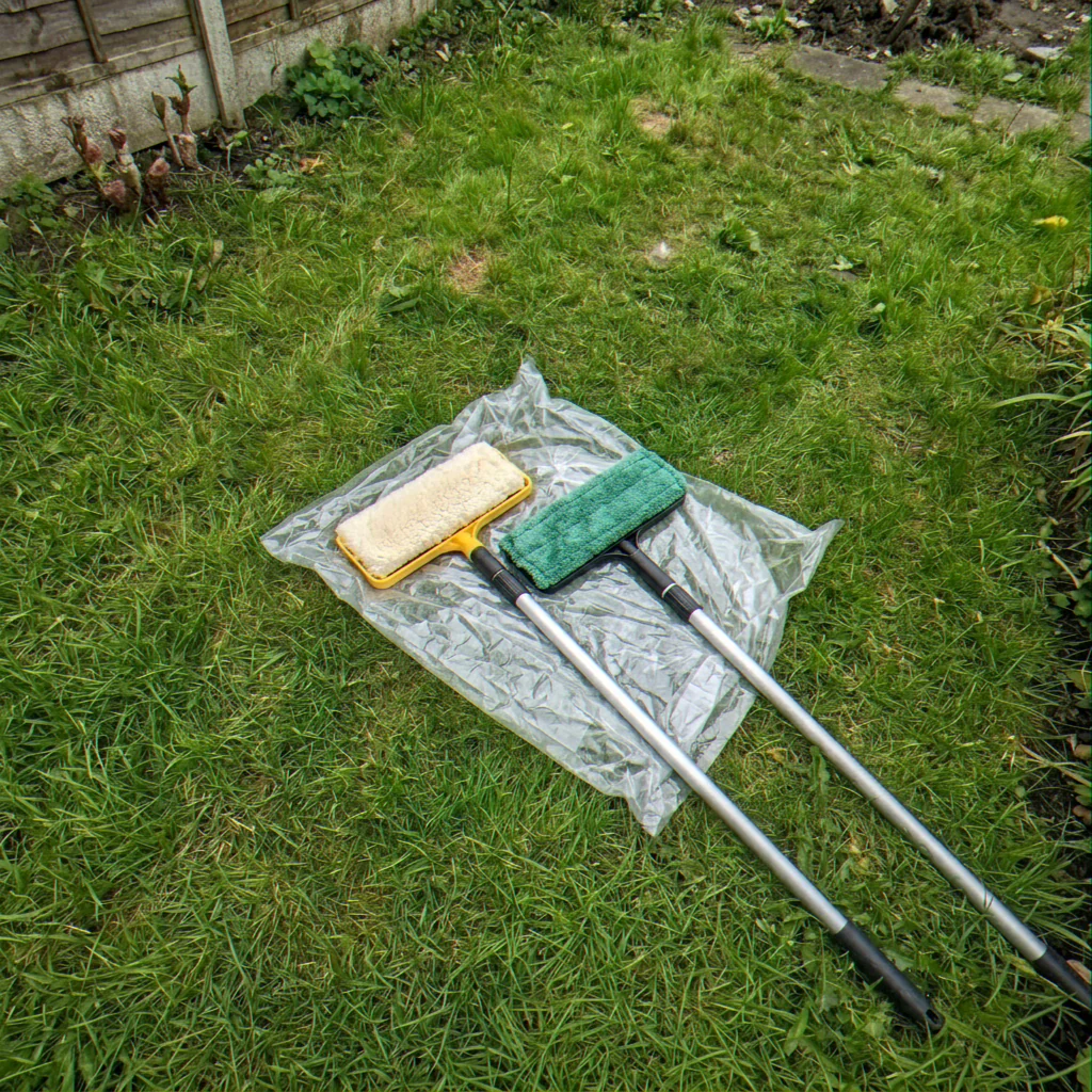Pad applicator on a telescopic pole