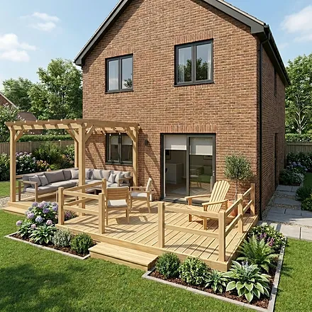 Large UK garden deck over 30 square metres