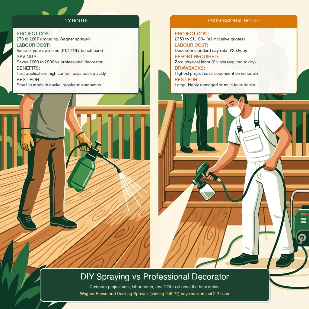 DIY versus professional deck oiling labour cost comparison diagram